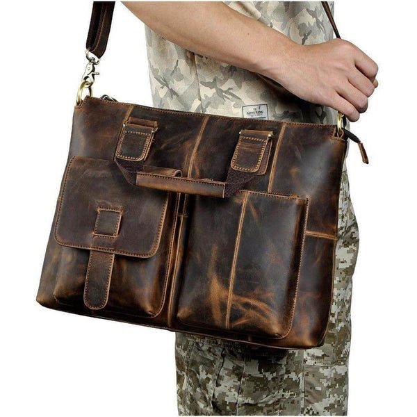 Vintage Cow Leather Laptop Bag Leather Bags Gallery