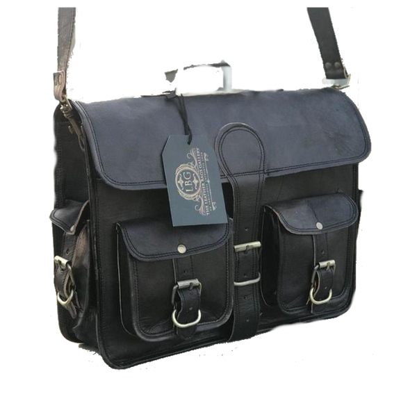 Handmade Vintage Black Leather Briefcase Leather Bags Gallery