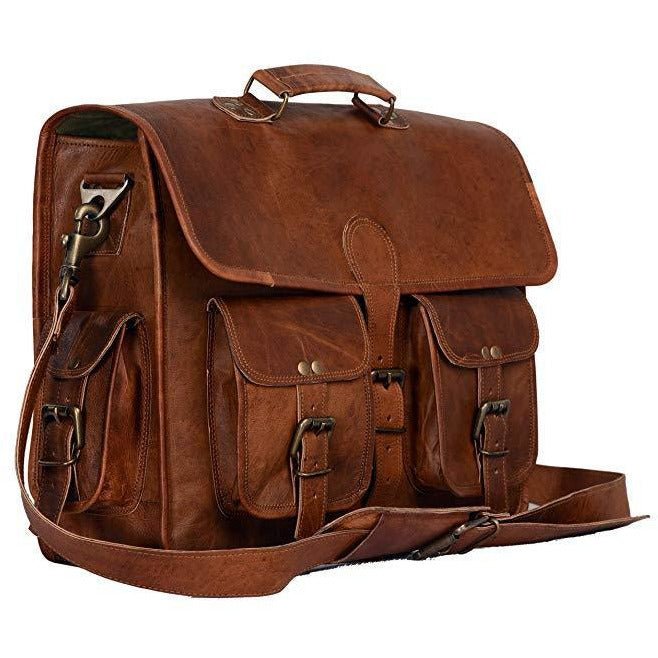 Handmade Brown Vintage Leather Briefcase Bag