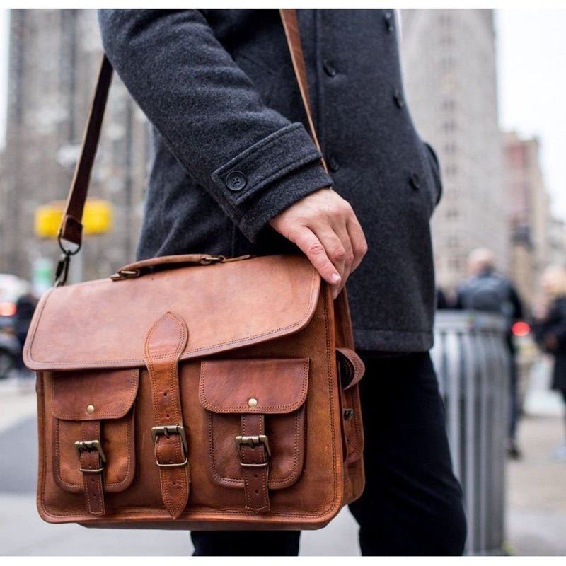 Handmade Brown Vintage Leather Briefcase Bag