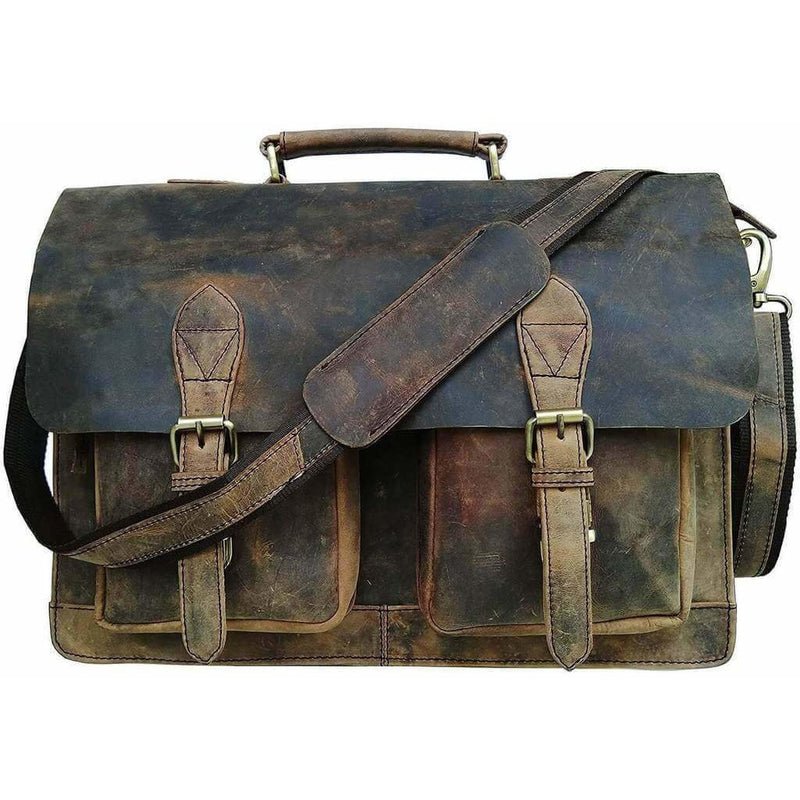 Vintage Retro Buffalo Leather Briefcase