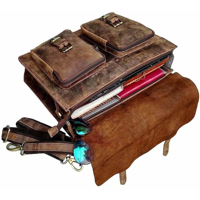 Vintage Retro Buffalo Leather Briefcase