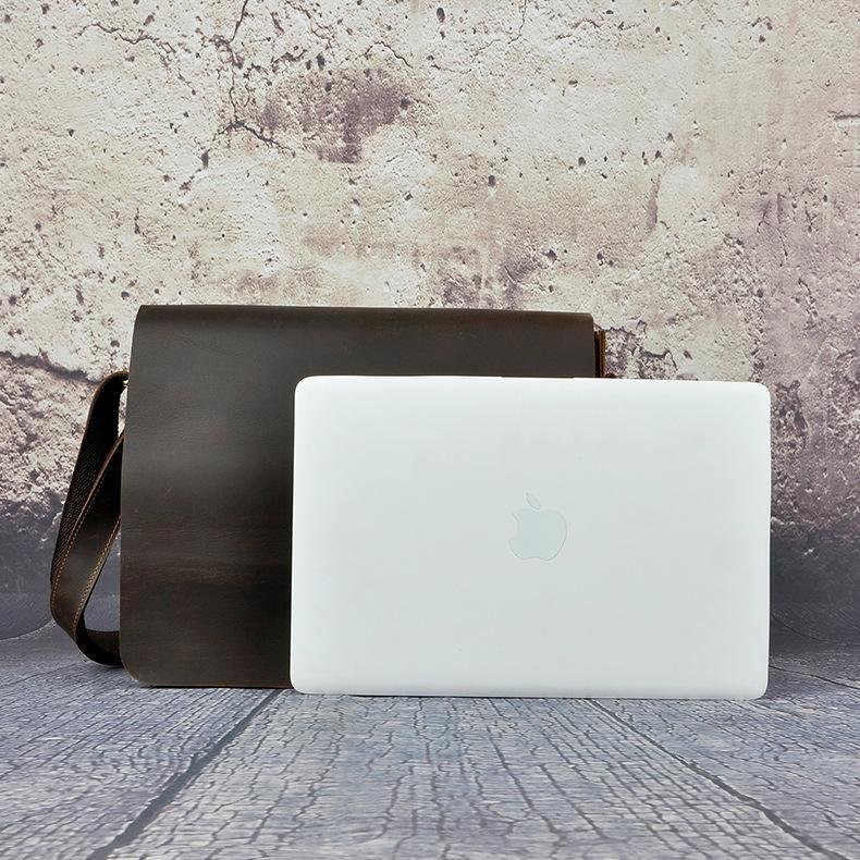 Vintage Distressed Leather Messenger Bag