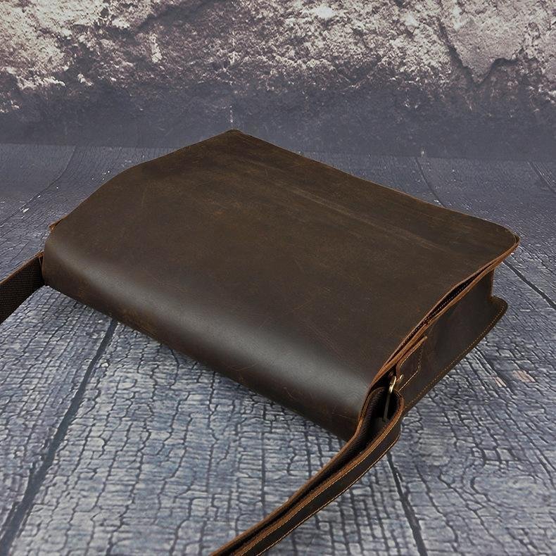 Vintage Distressed Leather Messenger Bag